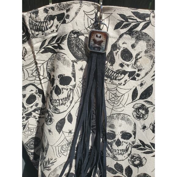 Handmade Halloween horror Leather Fringe Western bag charm, Long fringe keychain - Picture 2 of 5